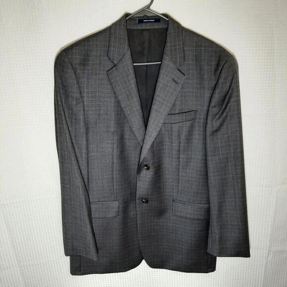 Ralph Lauren 44R Blazer Gray Houndstooth 100% Wool Jacket Made in Canada - Picture 1 of 8
